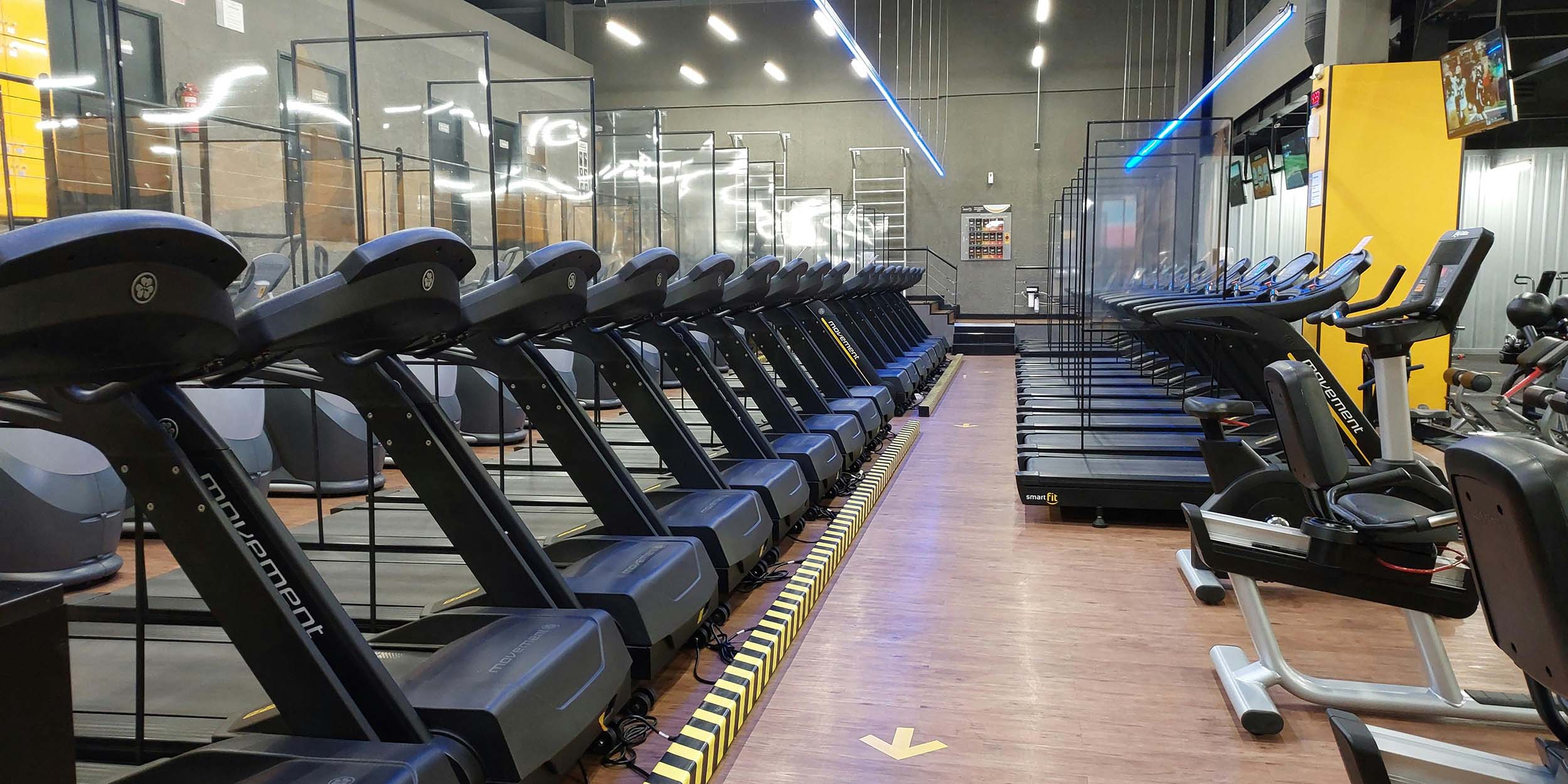 commercial gym with black equipment